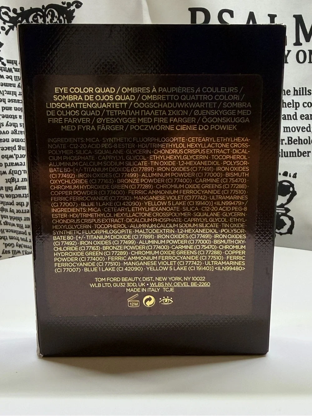 Tom Ford Black and Gold Cosmetic Packaging